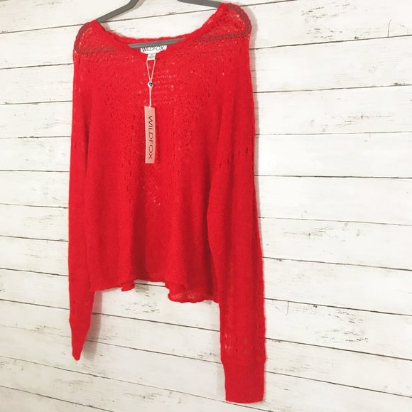 NWT Wildfox Red Alpaca Loose Knitted Sweater - M - Picture 5 of 7